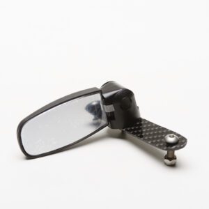 A H Fork mounted flip mirror with a black handlebar.