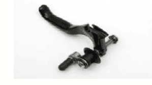 A black brake lever on a white background.