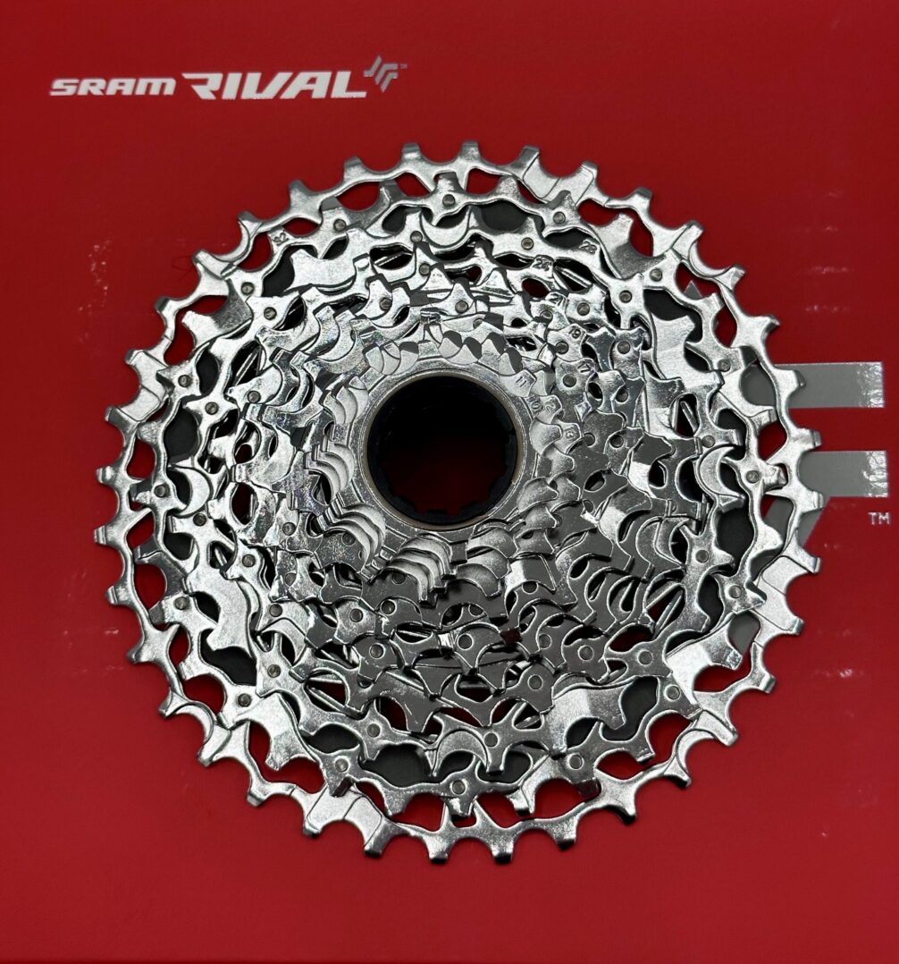 An image of an H-Sram 12 speed Blip box on a red background.